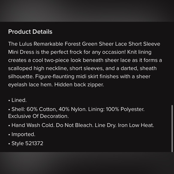 Remarkable Forest Green Sheer Lace Short Sleeve Mini Dress - Picture 5 of 10